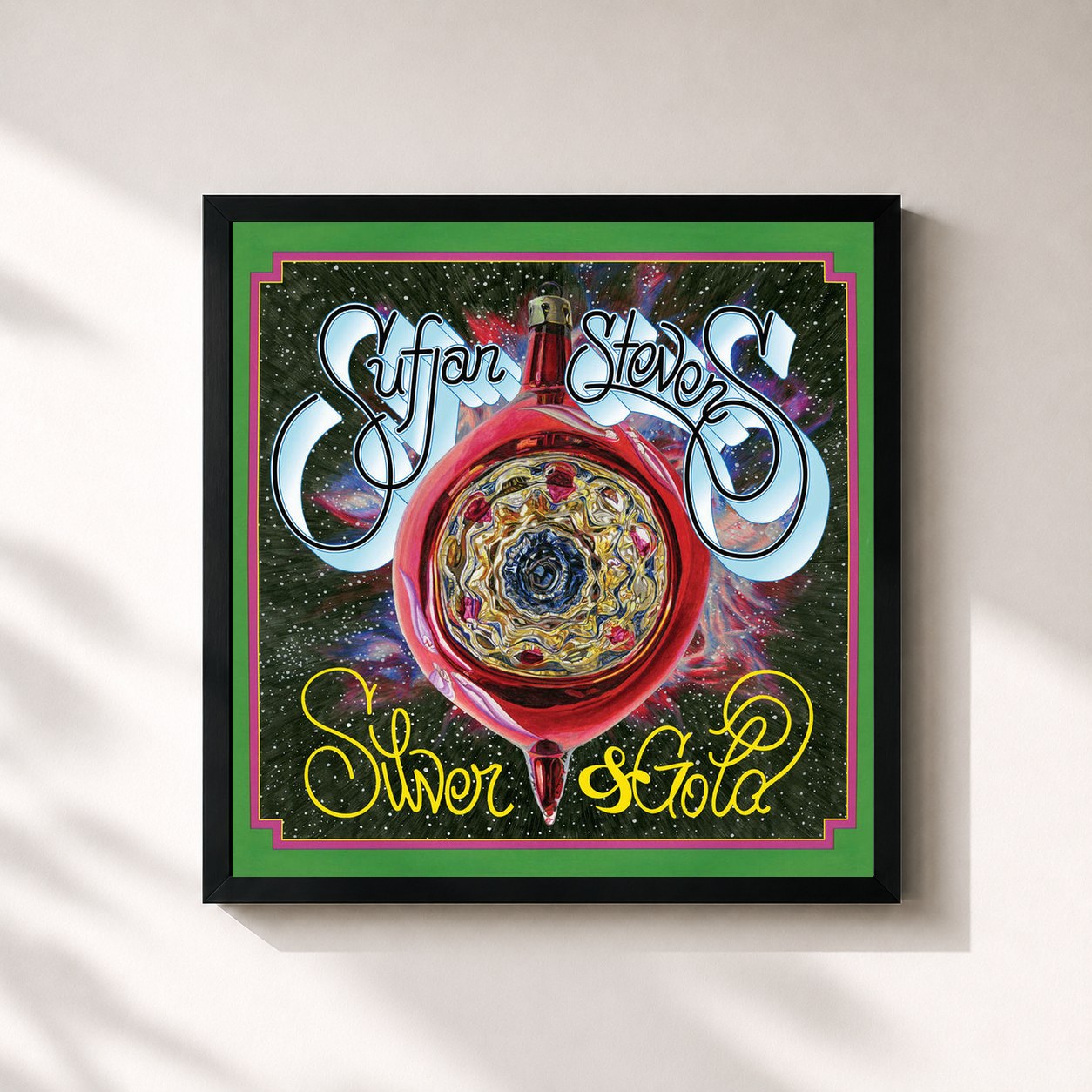 #noir Tableau carré de l'album Silver & Gold de Sufjan Stevens, cadre noir 32x32 cm