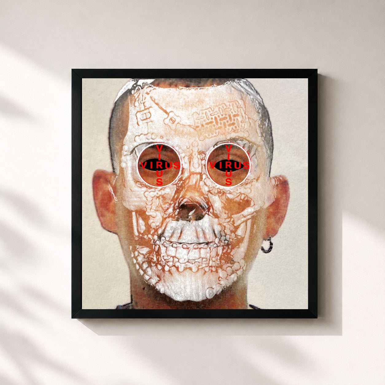 #noir Tableau carré de l'album VIRUS de Noyz Narcos, cadre noir 32x32 cm