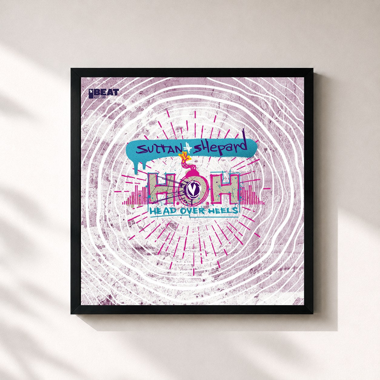 #noir Tableau carré de l'album Head Over Heels de Sultan + Shepard, cadre noir 32x32 cm