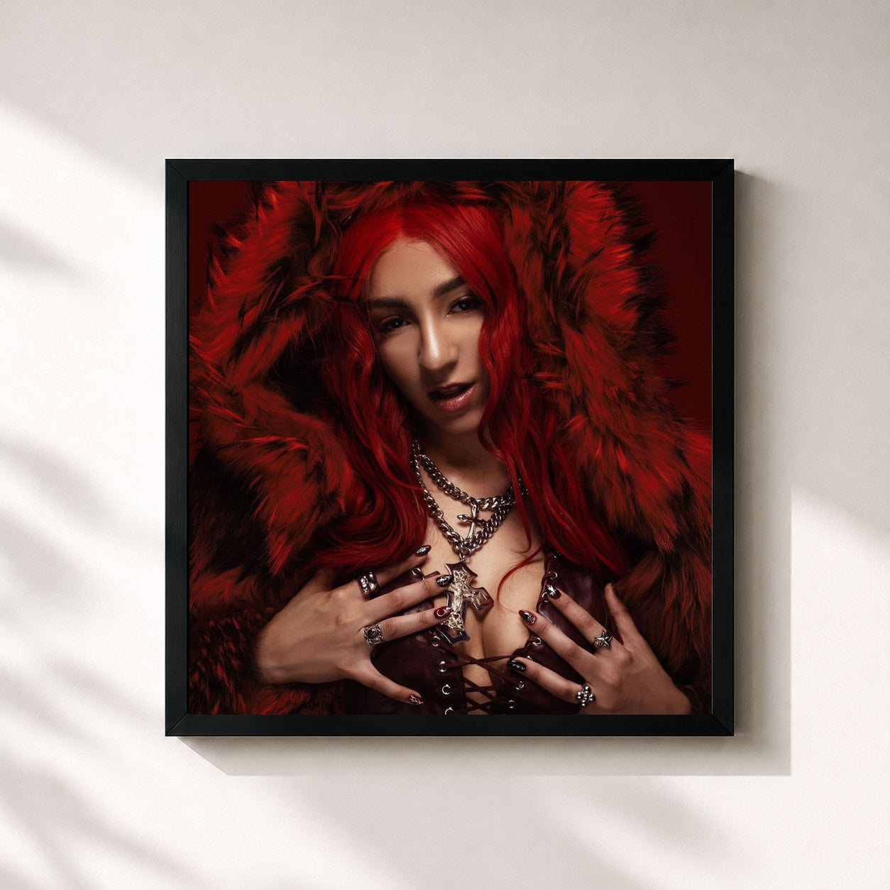 #noir Tableau carré de l'album FX De La Rose de De la rose, cadre noir 32x32 cm
