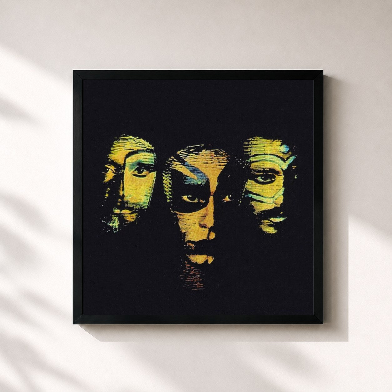 #noir Tableau carré de l'album Secos & Molhados de Secos & Molhados, cadre noir 32x32 cm