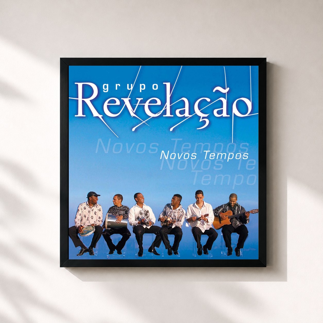 #noir Tableau carré de l'album Novos Tempos de Grupo Revelação, cadre noir 32x32 cm