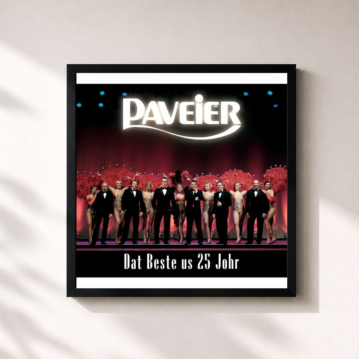 #noir Tableau carré de l'album Dat Beste us 25 Johr de Paveier, cadre noir 32x32 cm