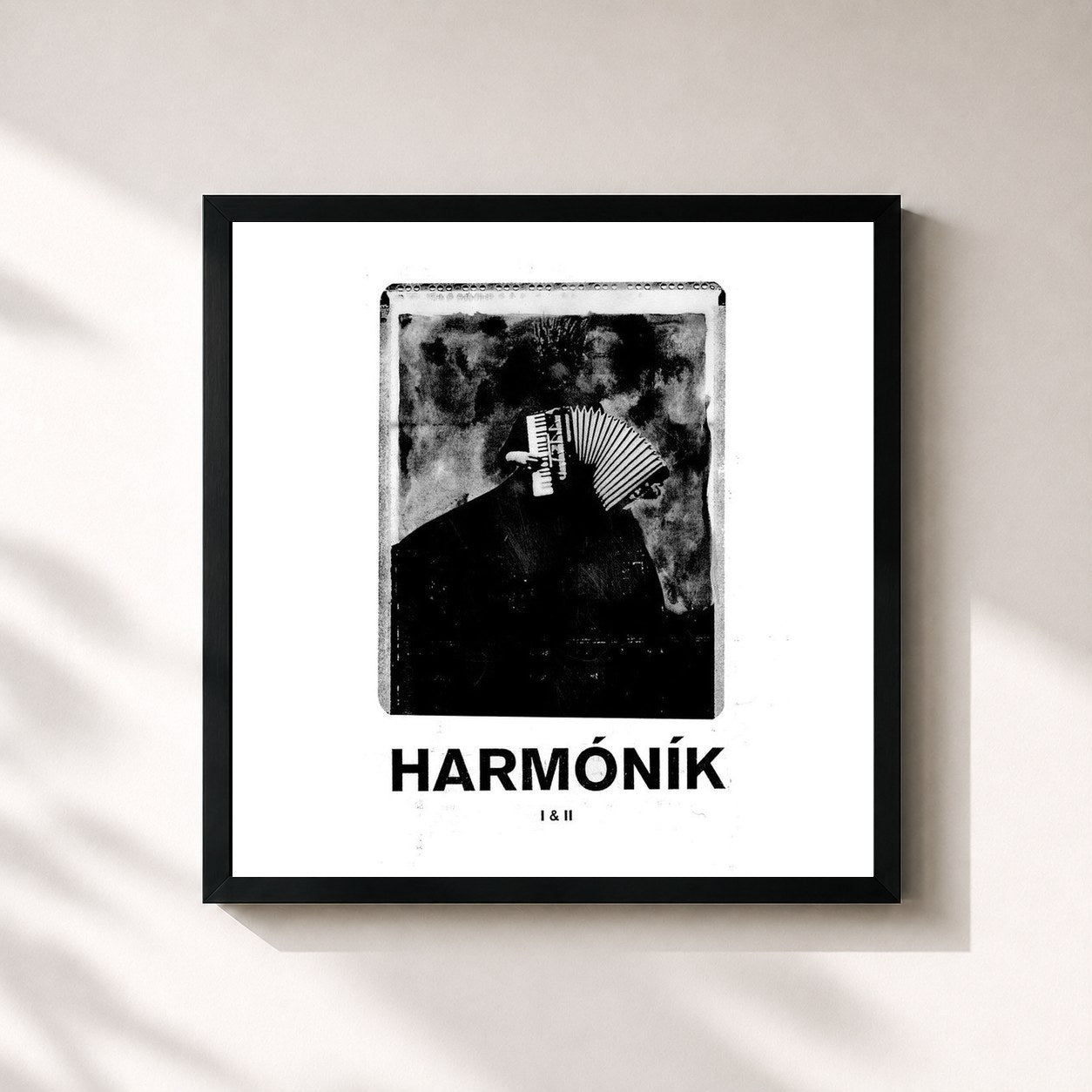 #noir Tableau carré de l'album Harmóník I & II de Soley, cadre noir 32x32 cm