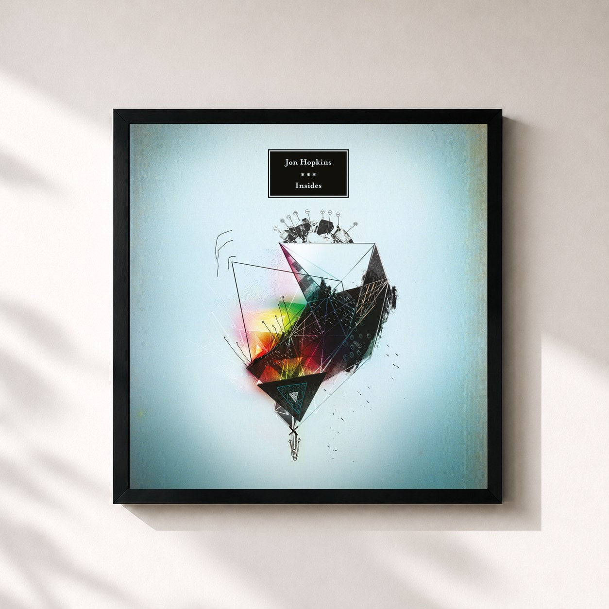 #noir Tableau carré de l'album Insides de Jon Hopkins, cadre noir 32x32 cm