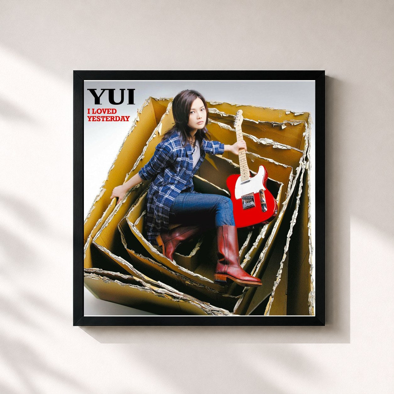#noir Tableau carré de l'album I LOVED YESTERDAY de YUI, cadre noir 32x32 cm