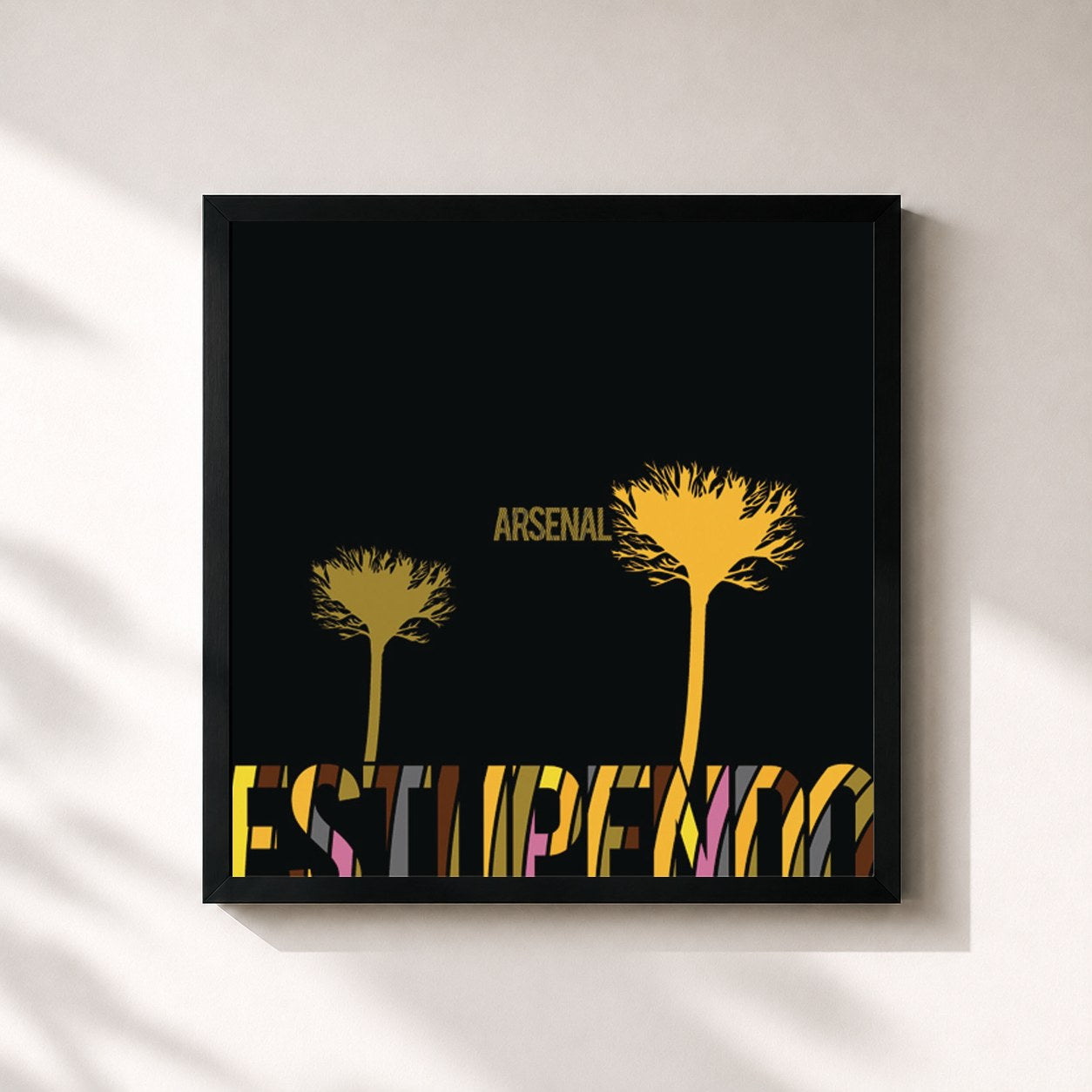 #noir Tableau carré de l'album Estupendo de Arsenal, cadre noir 32x32 cm