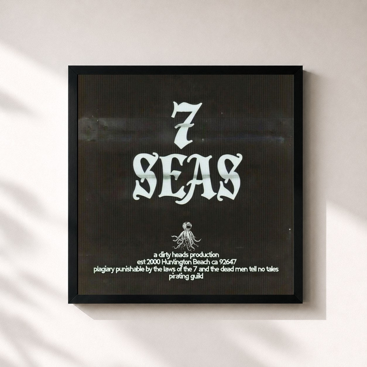#noir Tableau carré de l'album 7 Seas de Dirty Heads, cadre noir 32x32 cm