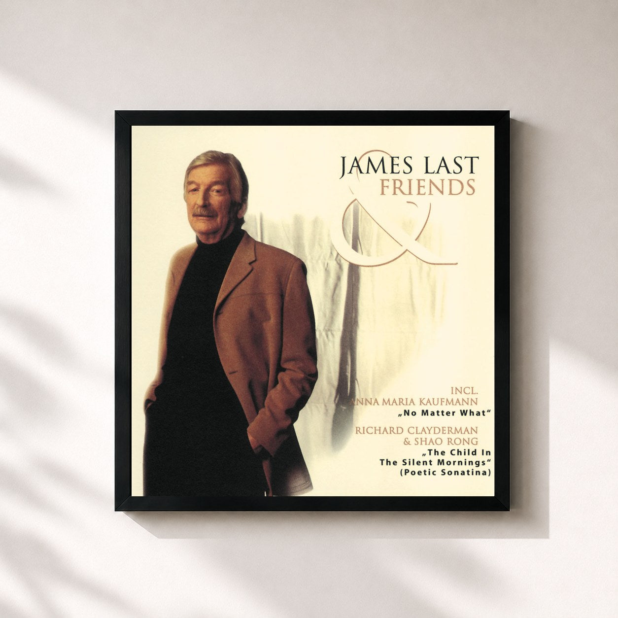 #noir Tableau carré de l'album James Last And Friends de James Last, cadre noir 32x32 cm