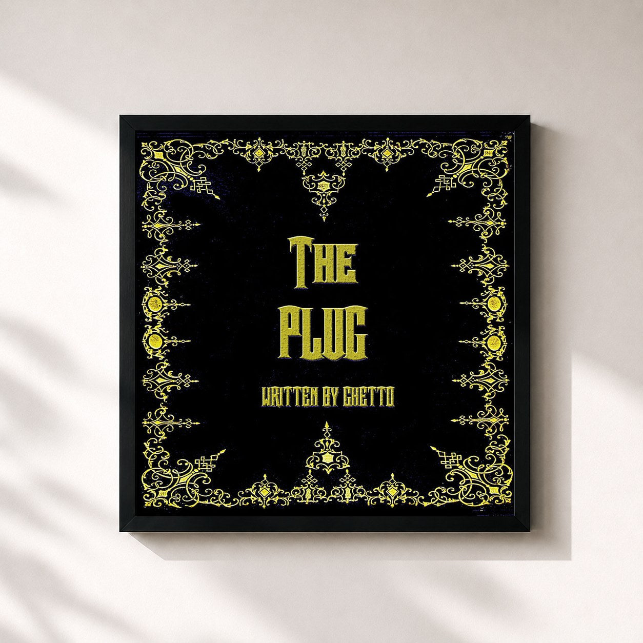 #noir Tableau carré de l'album The Plug de Ghetto, cadre noir 32x32 cm