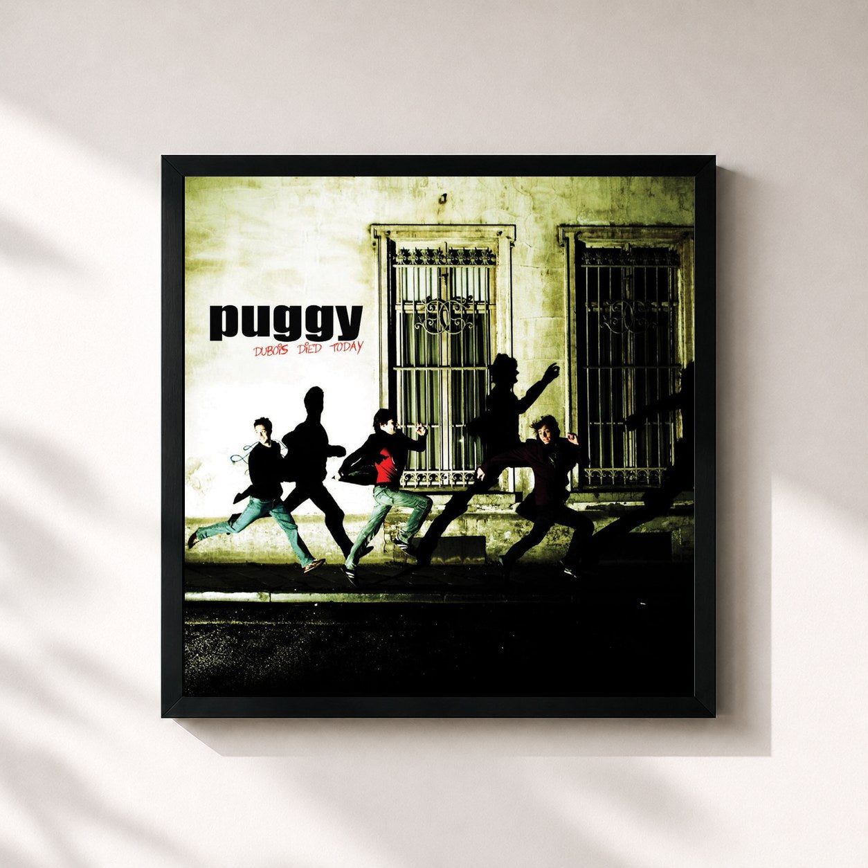 #noir Tableau carré de l'album Dubois Died Today de Puggy, cadre noir 32x32 cm