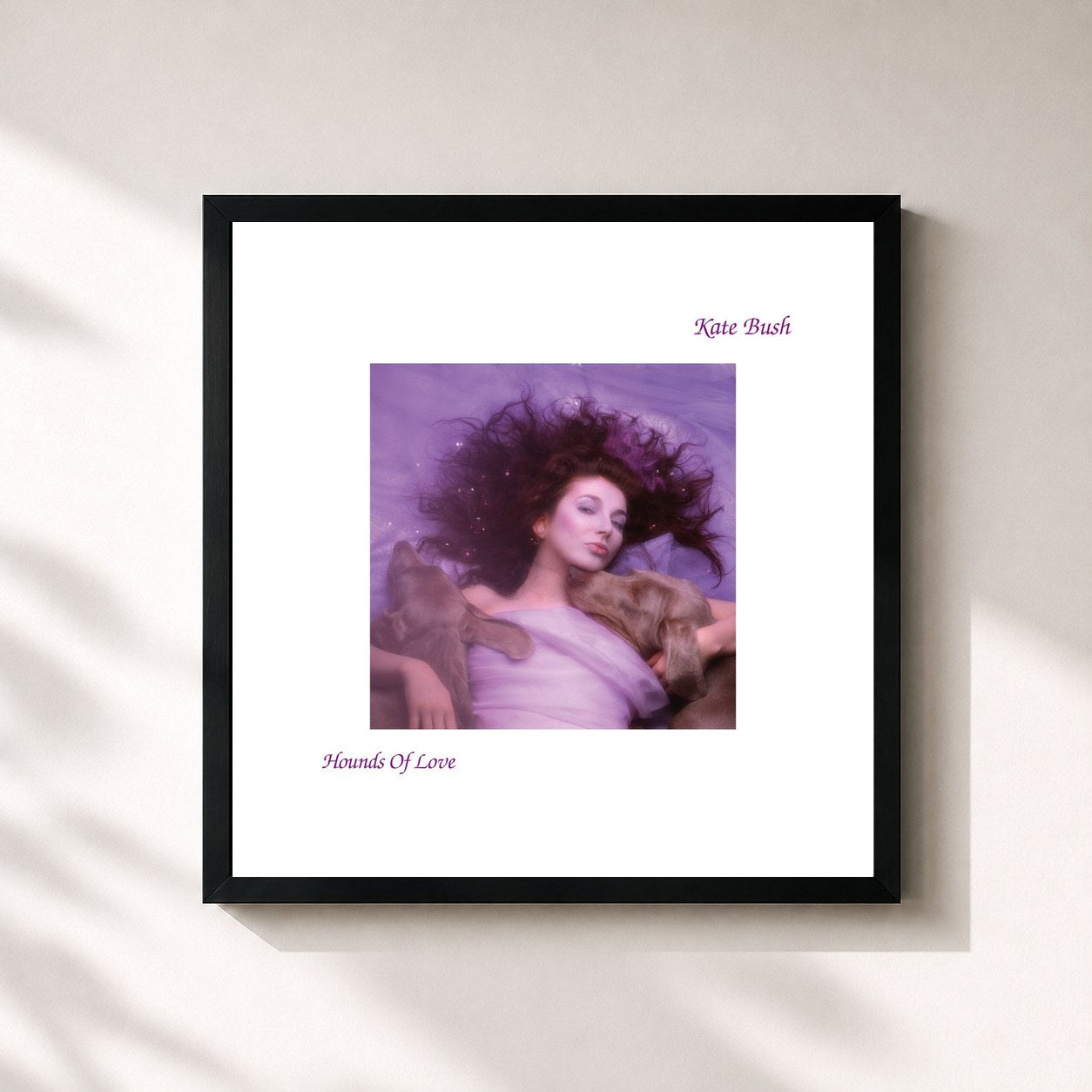 #noir Tableau carré de l'album Hounds Of Love de Kate Bush, cadre noir 32x32 cm