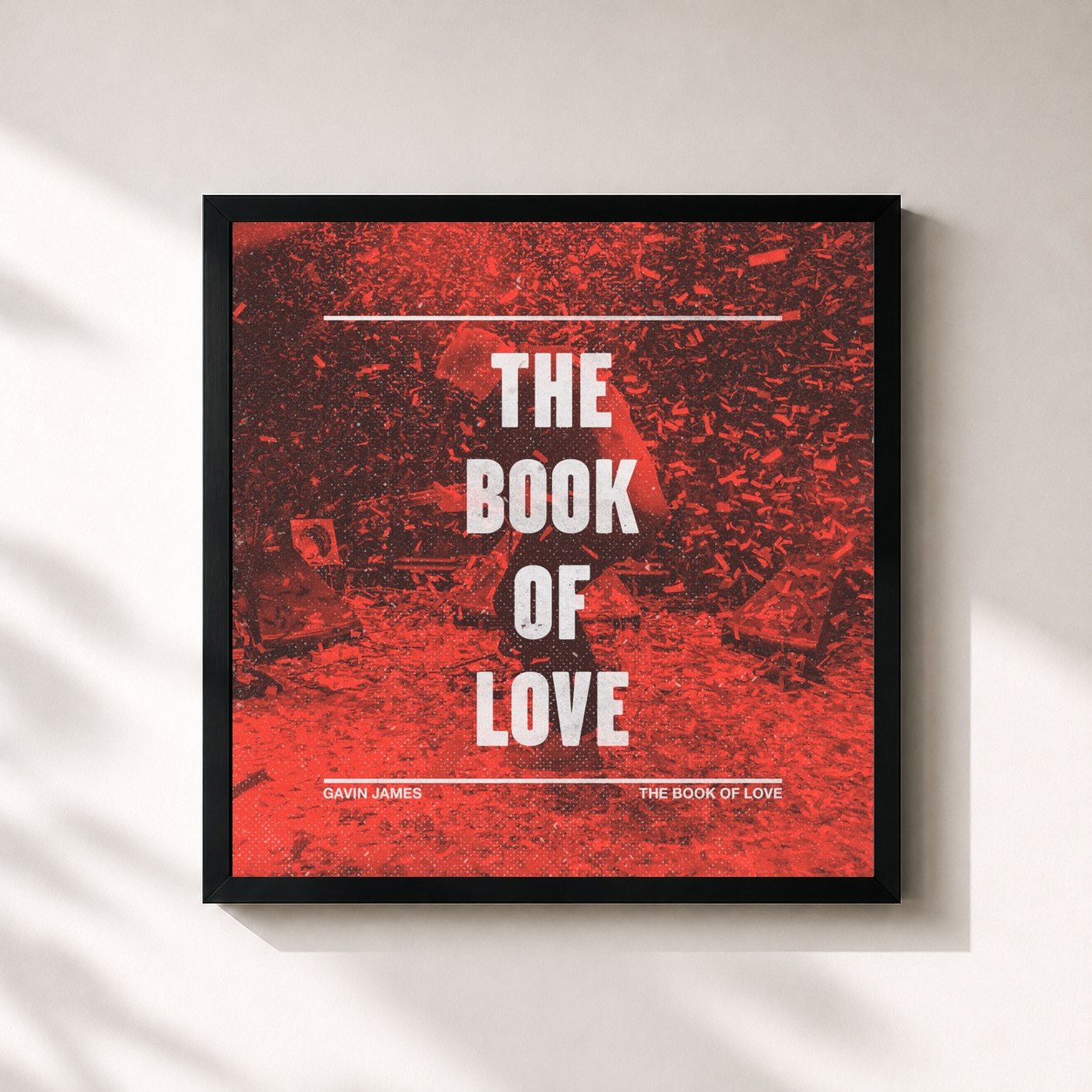 #noir Tableau carré de l'album The Book of Love de Gavin James, cadre noir 32x32 cm