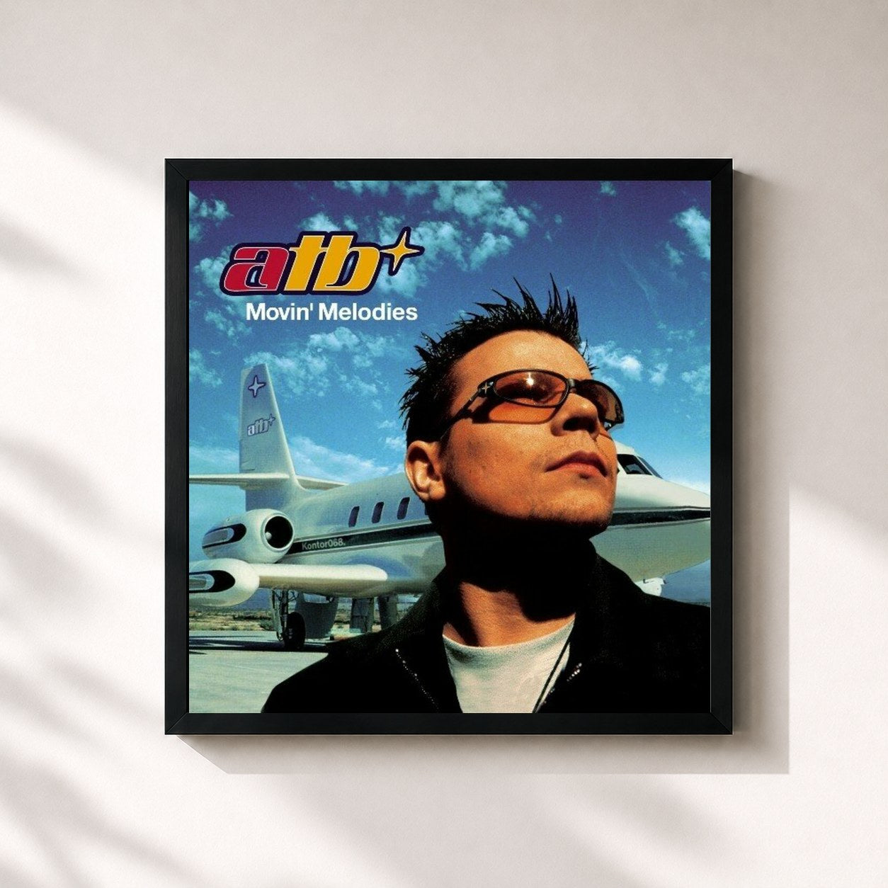 #noir Tableau carré de l'album Movin' Melodies de ATB, cadre noir 32x32 cm