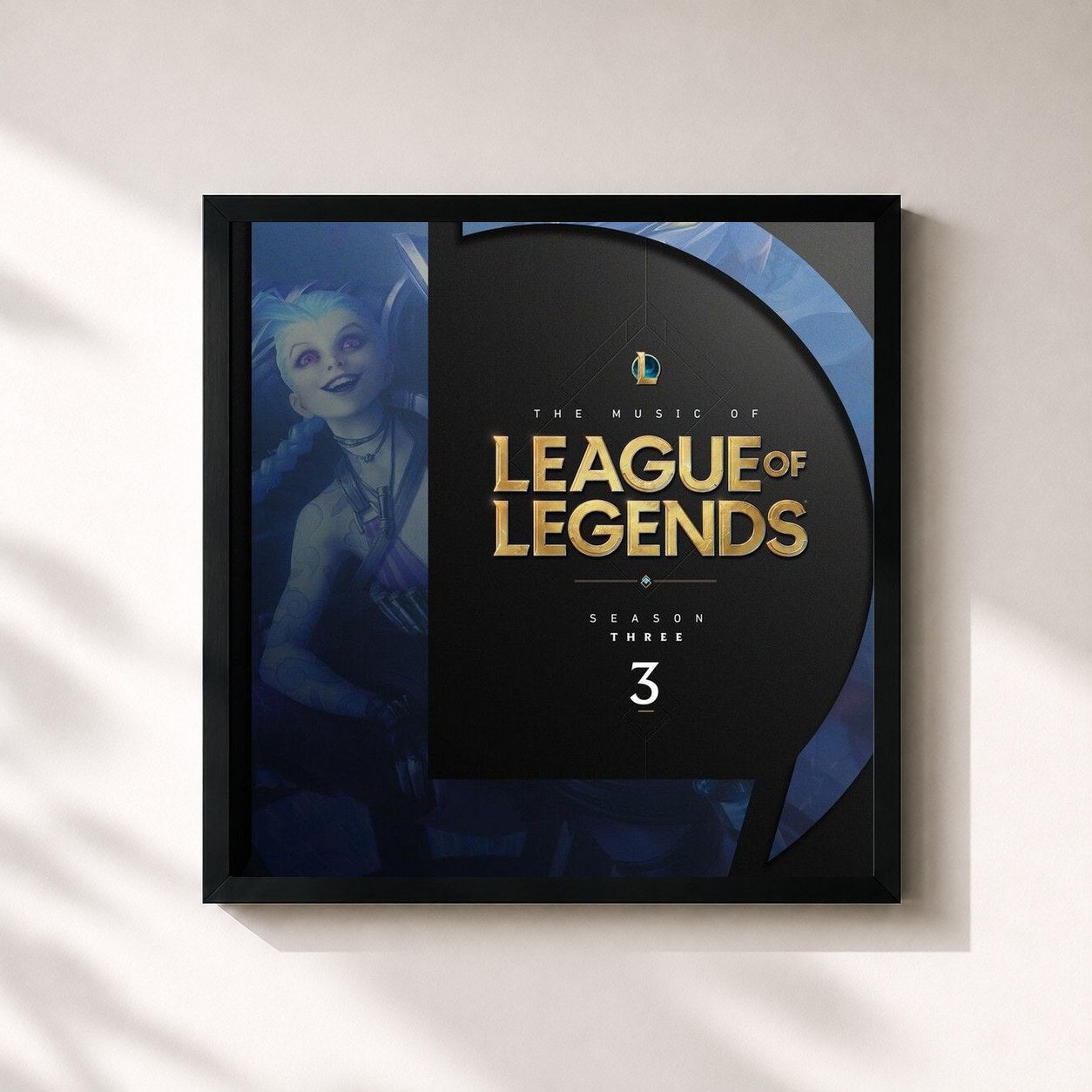 #noir Tableau carré de l'album The Music of League of Legends: Season 3 (Original Game Soundtrack) de League of Legends, cadre noir 32x32 cm