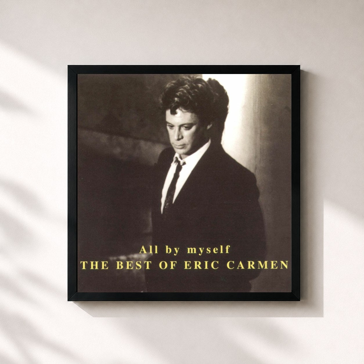 #noir Tableau carré de l'album All By Myself de Eric Carmen, cadre noir 32x32 cm