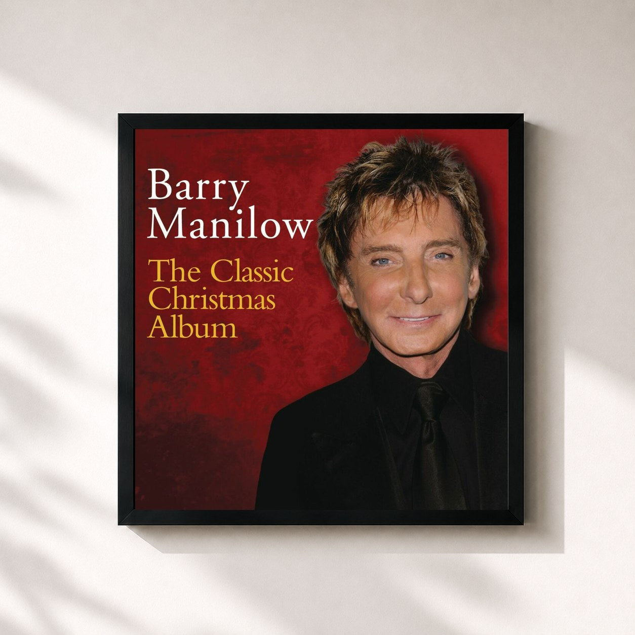 #noir Tableau carré de l'album The Classic Christmas Album de Barry Manilow, cadre noir 32x32 cm