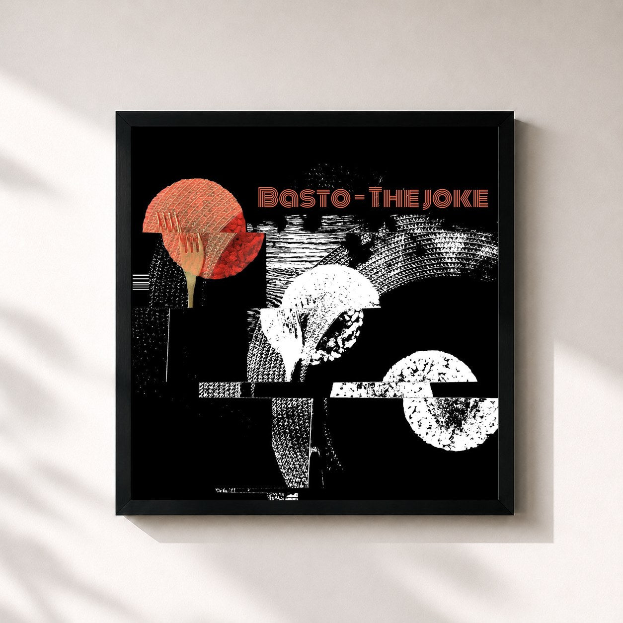 #noir Tableau carré de l'album The Joke de Basto, cadre noir 32x32 cm