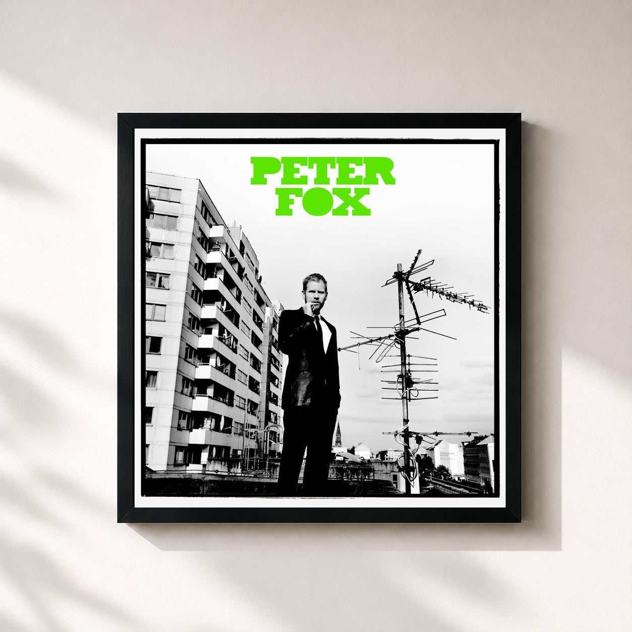 #noir Tableau carré de l'album Stadtaffe de Peter Fox, cadre noir 32x32 cm
