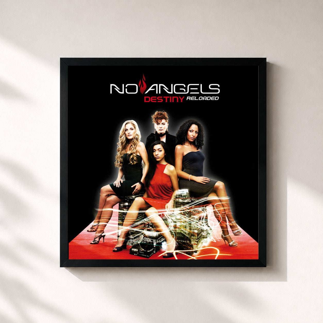 #noir Tableau carré de l'album Destiny Reloaded de No Angels, cadre noir 32x32 cm