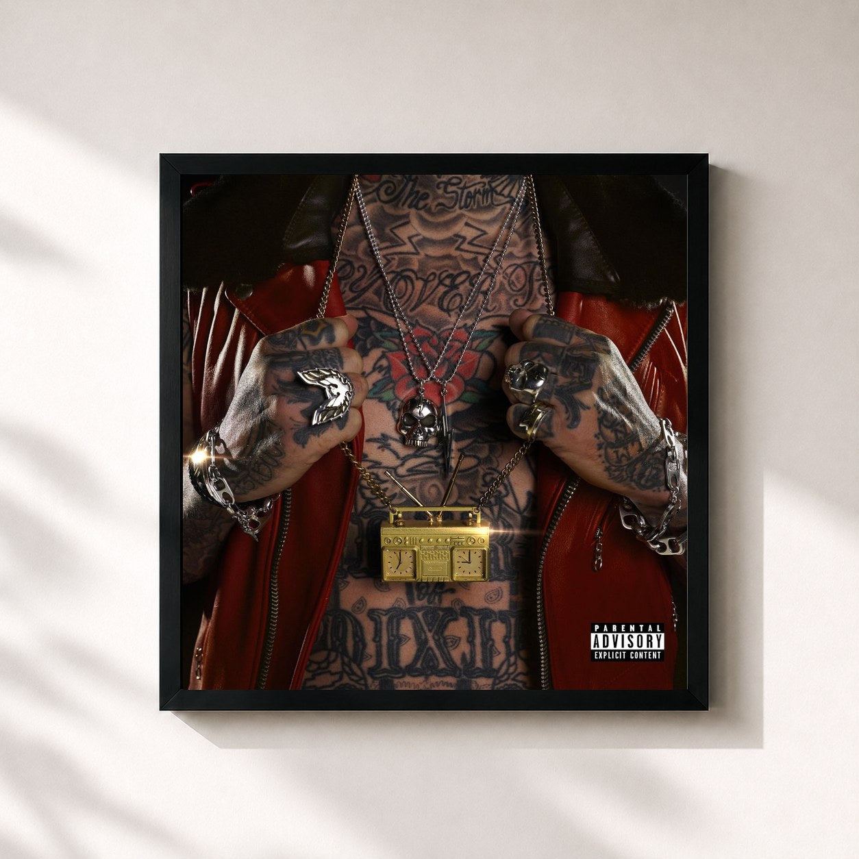 #noir Tableau carré de l'album Trunk Muzik 3 de Yelawolf, cadre noir 32x32 cm