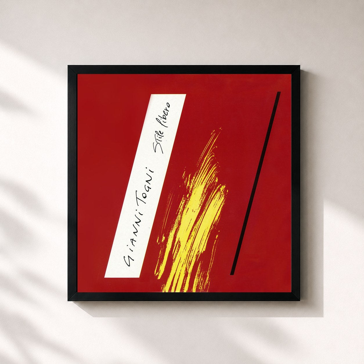 #noir Tableau carré de l'album Stile libero (2013 Remaster) de Gianni Togni, cadre noir 32x32 cm