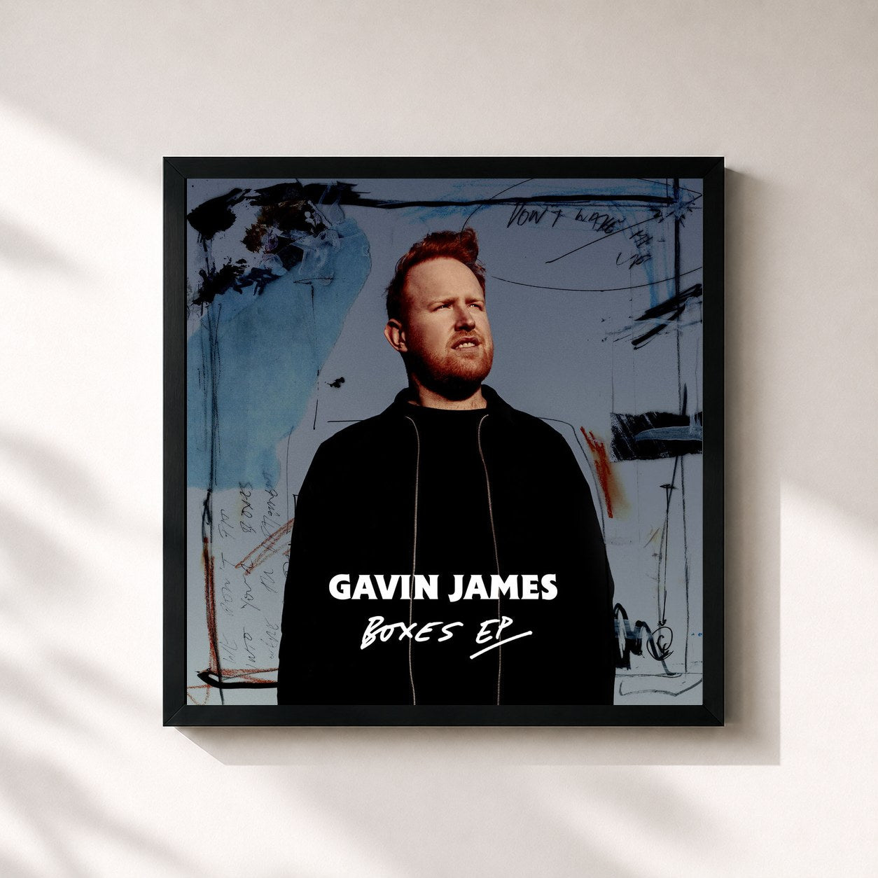 #noir Tableau carré de l'album Boxes - EP de Gavin James, cadre noir 32x32 cm