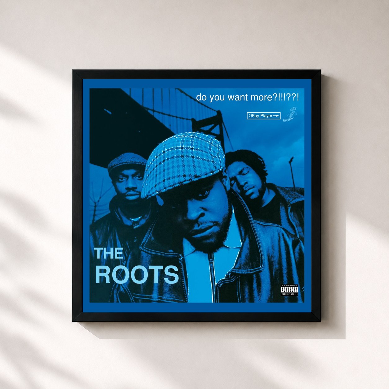 #noir Tableau carré de l'album Do You Want More?!!!??! (Deluxe Version) de The Roots, cadre noir 32x32 cm