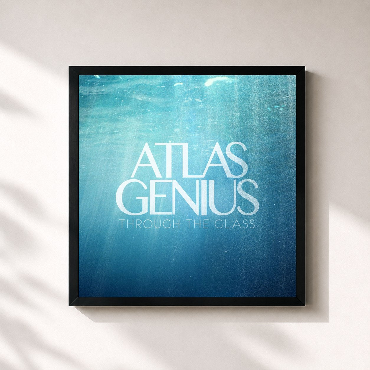 #noir Tableau carré de l'album Through the Glass EP de Atlas Genius, cadre noir 32x32 cm