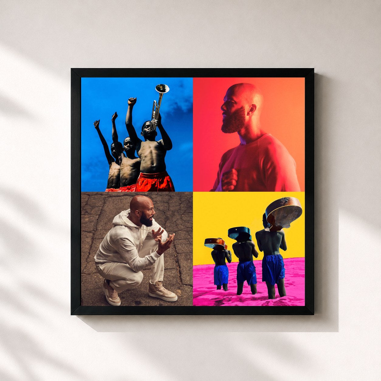 #noir Tableau carré de l'album A Beautiful Revolution Pt. 1 & 2 de Common, cadre noir 32x32 cm
