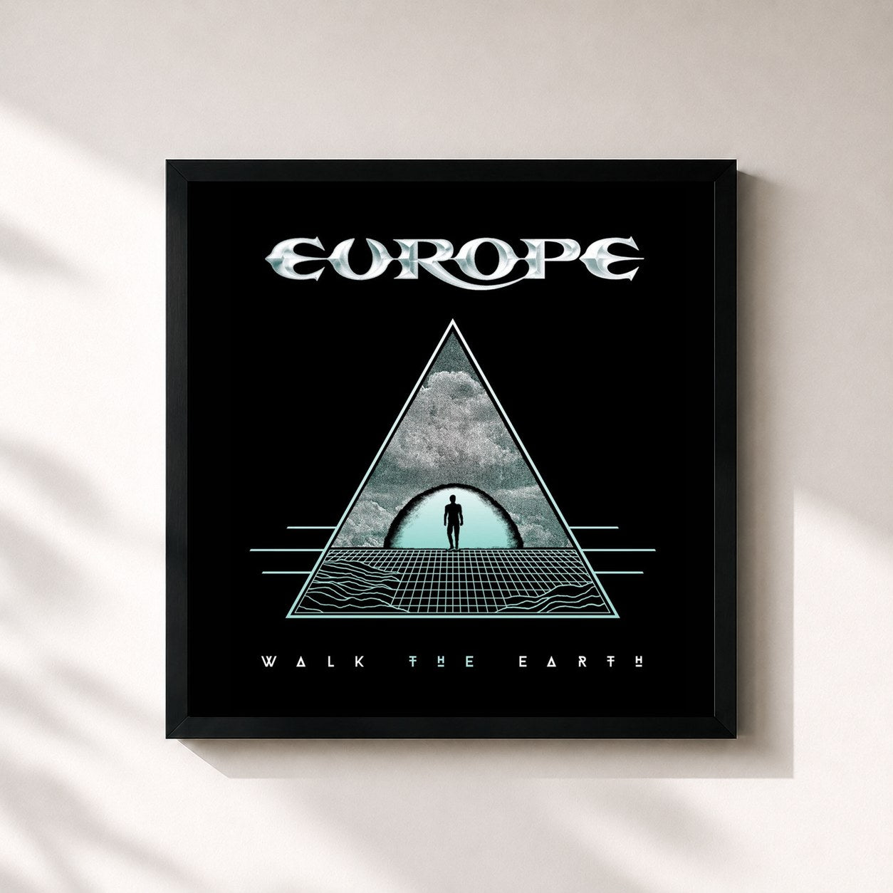 #noir Tableau carré de l'album Walk The Earth de Europe, cadre noir 32x32 cm