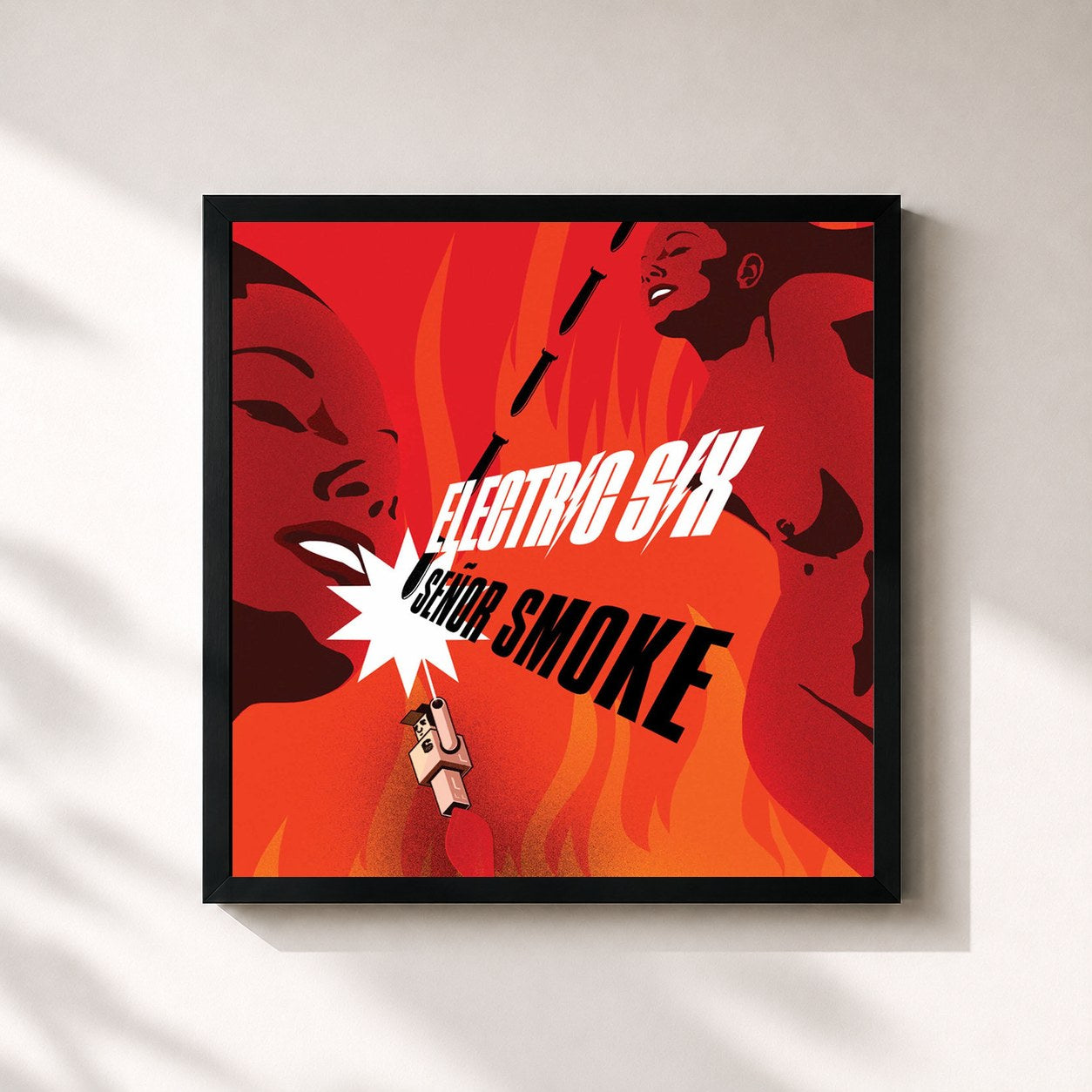 #noir Tableau carré de l'album Senor Smoke de Electric Six, cadre noir 32x32 cm