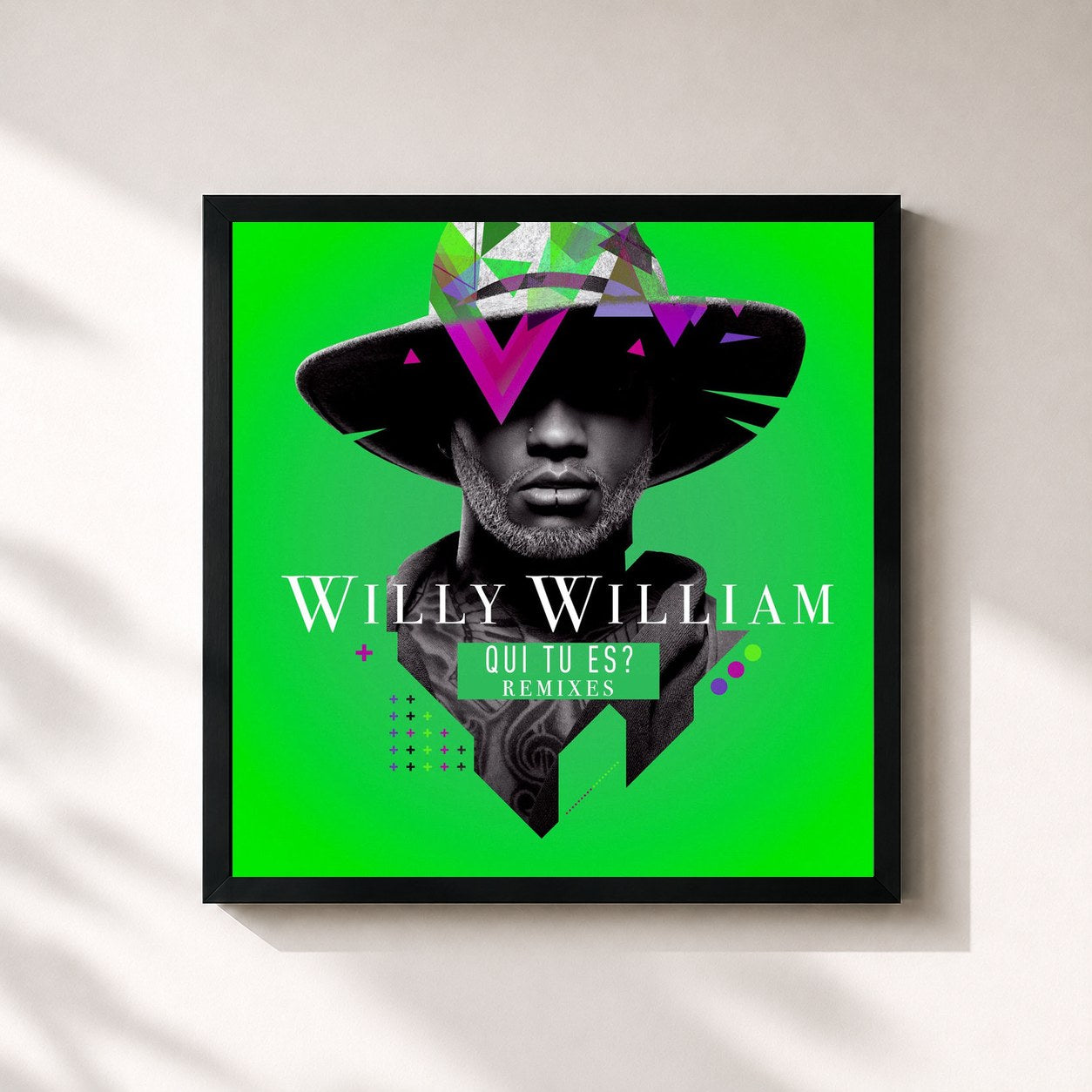 #noir Tableau carré de l'album Qui tu es ? (Remixes) de Willy William, cadre noir 32x32 cm