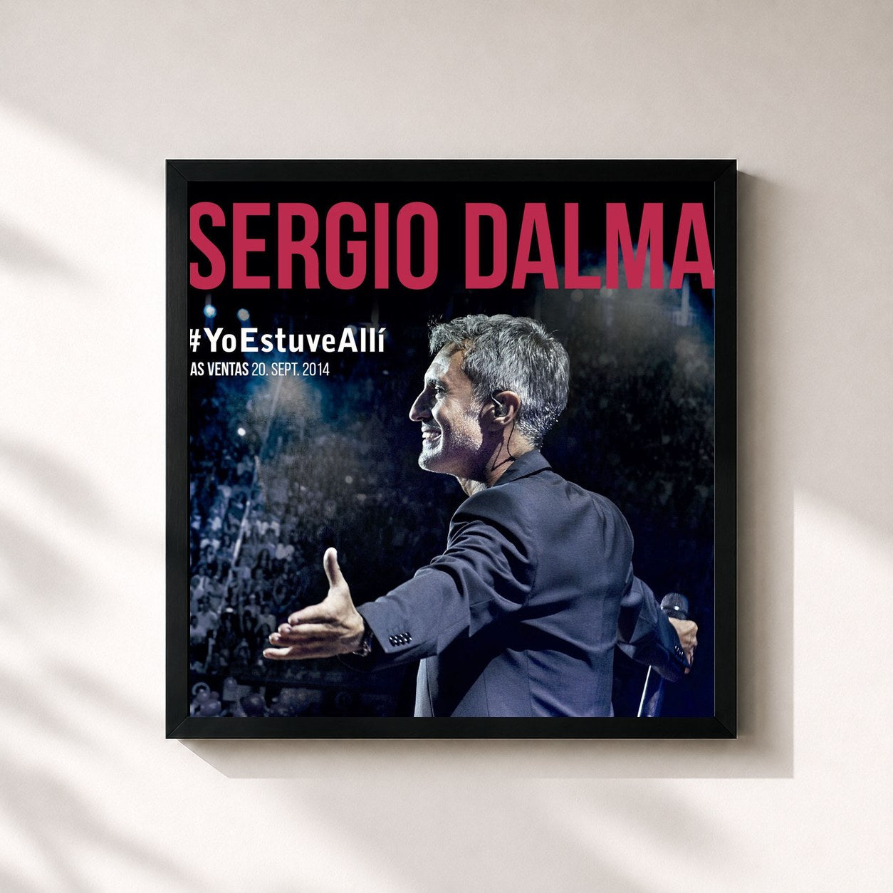 #noir Tableau carré de l'album #YoEstuveAllí (Las Ventas 20 de septiembre 2014) de Sergio Dalma, cadre noir 32x32 cm