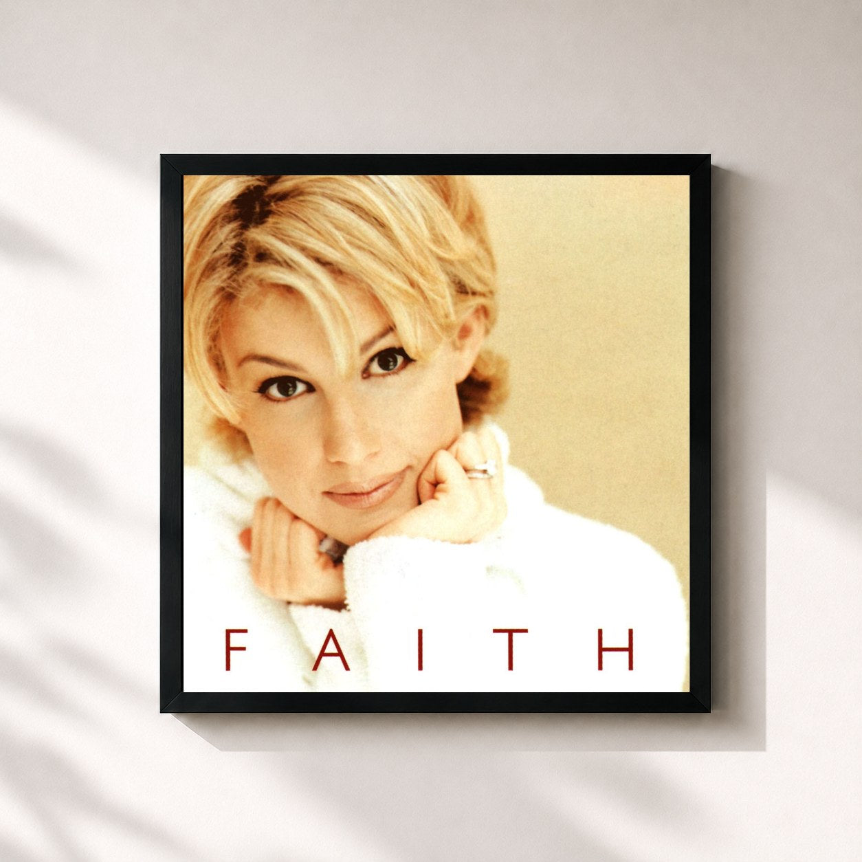 #noir Tableau carré de l'album Faith de Faith Hill, cadre noir 32x32 cm