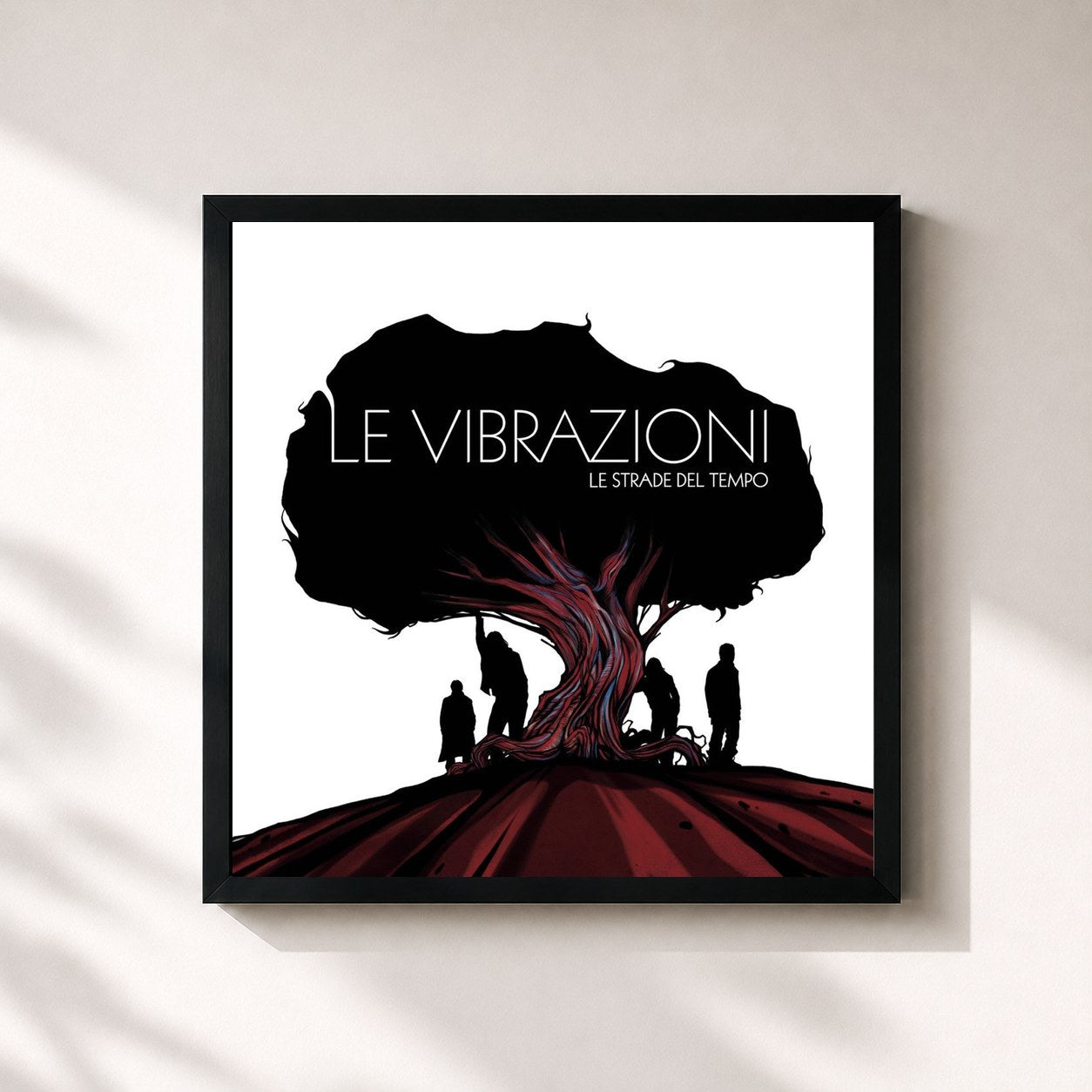 #noir Tableau carré de l'album Le Strade Del Tempo de Le Vibrazioni, cadre noir 32x32 cm