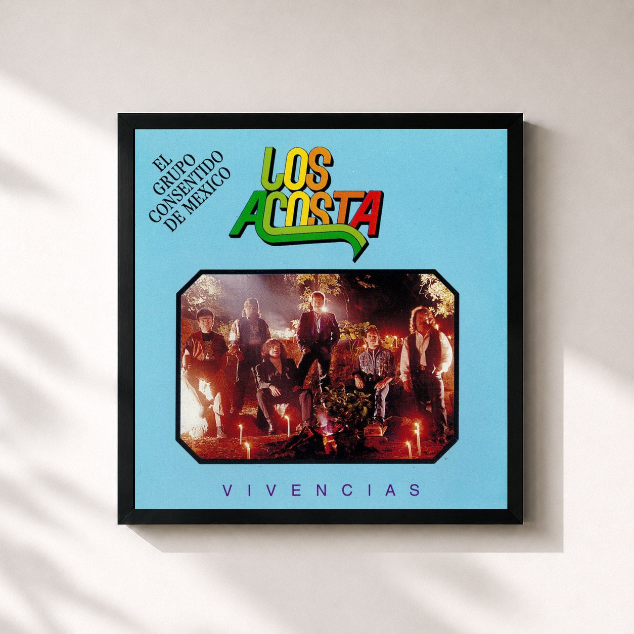 #noir Tableau carré de l'album Vivencias de Los Acosta, cadre noir 32x32 cm