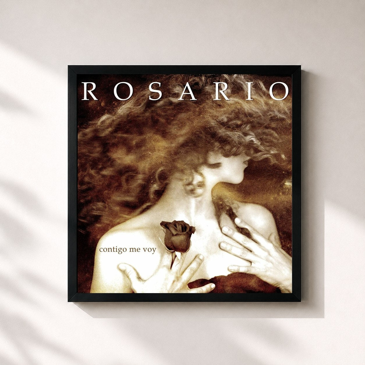 #noir Tableau carré de l'album Contigo Me Voy de Rosario, cadre noir 32x32 cm