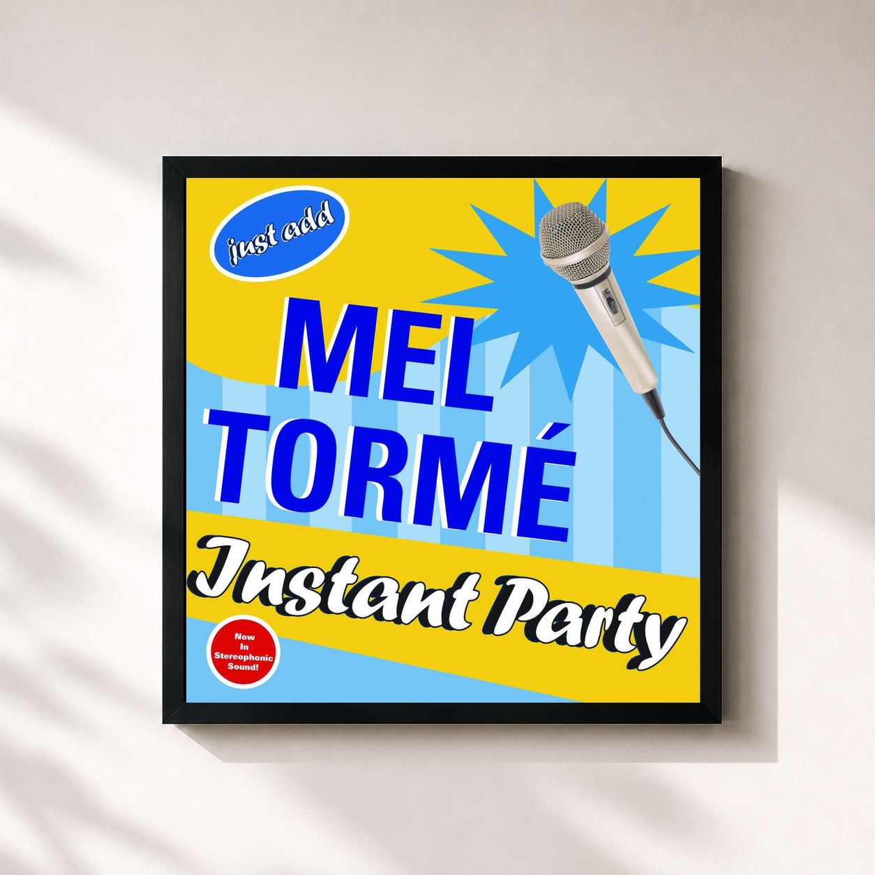 #noir Tableau carré de l'album Instant Party de Mel Tormé, cadre noir 32x32 cm