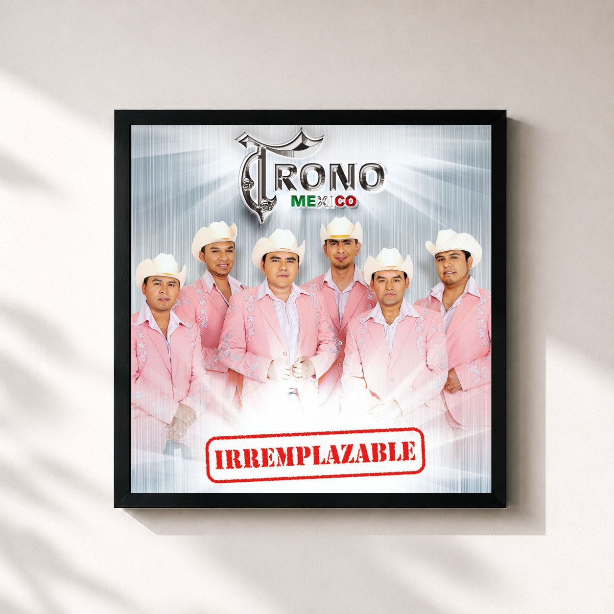 #noir Tableau carré de l'album Irremplazable de El Trono de Mexico, cadre noir 32x32 cm