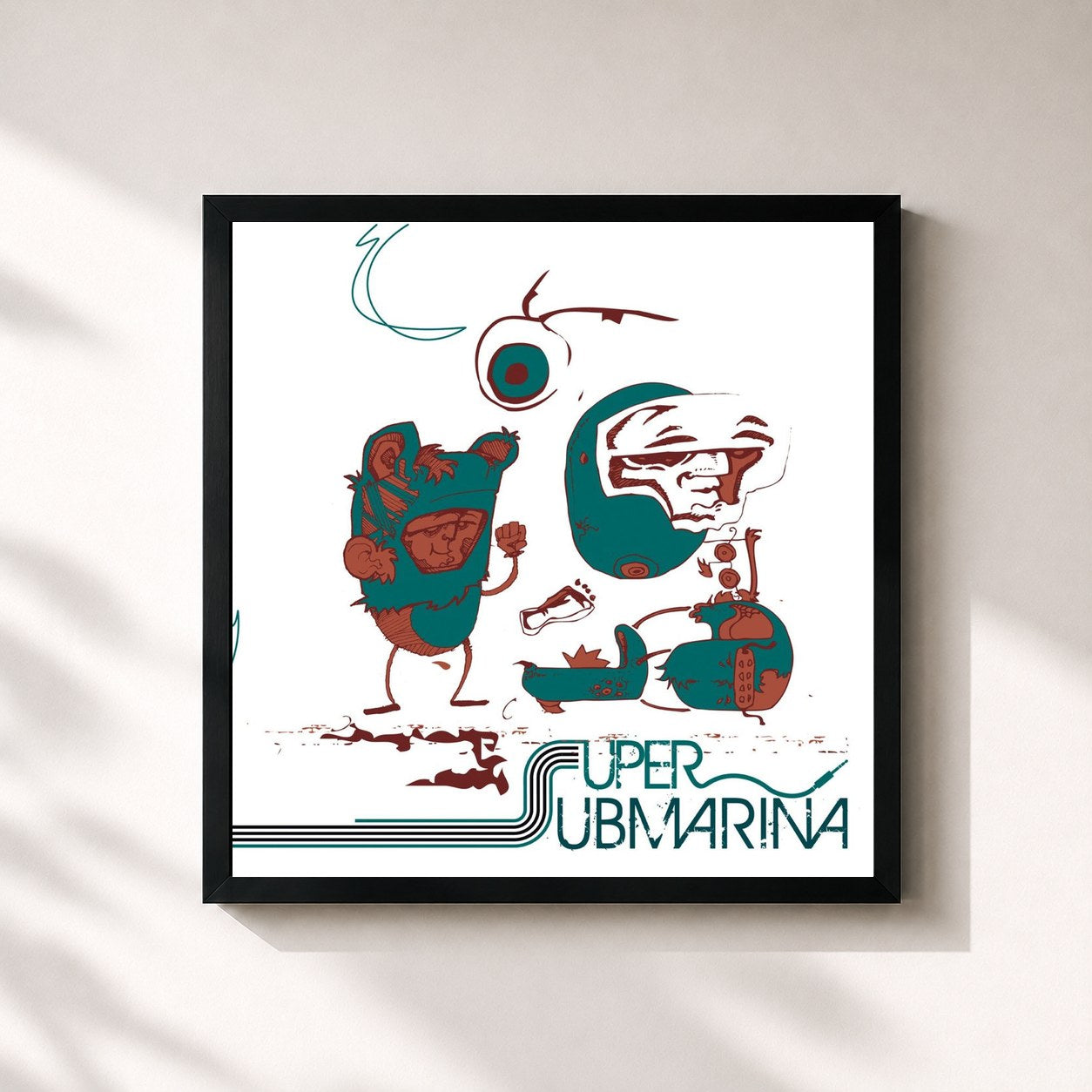 #noir Tableau carré de l'album Supersubmarina de Supersubmarina, cadre noir 32x32 cm