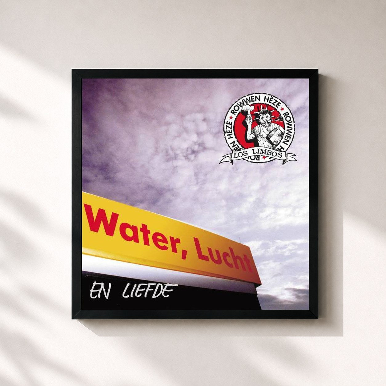 #noir Tableau carré de l'album Water Lucht en Liefde de Rowwen Hèze, cadre noir 32x32 cm
