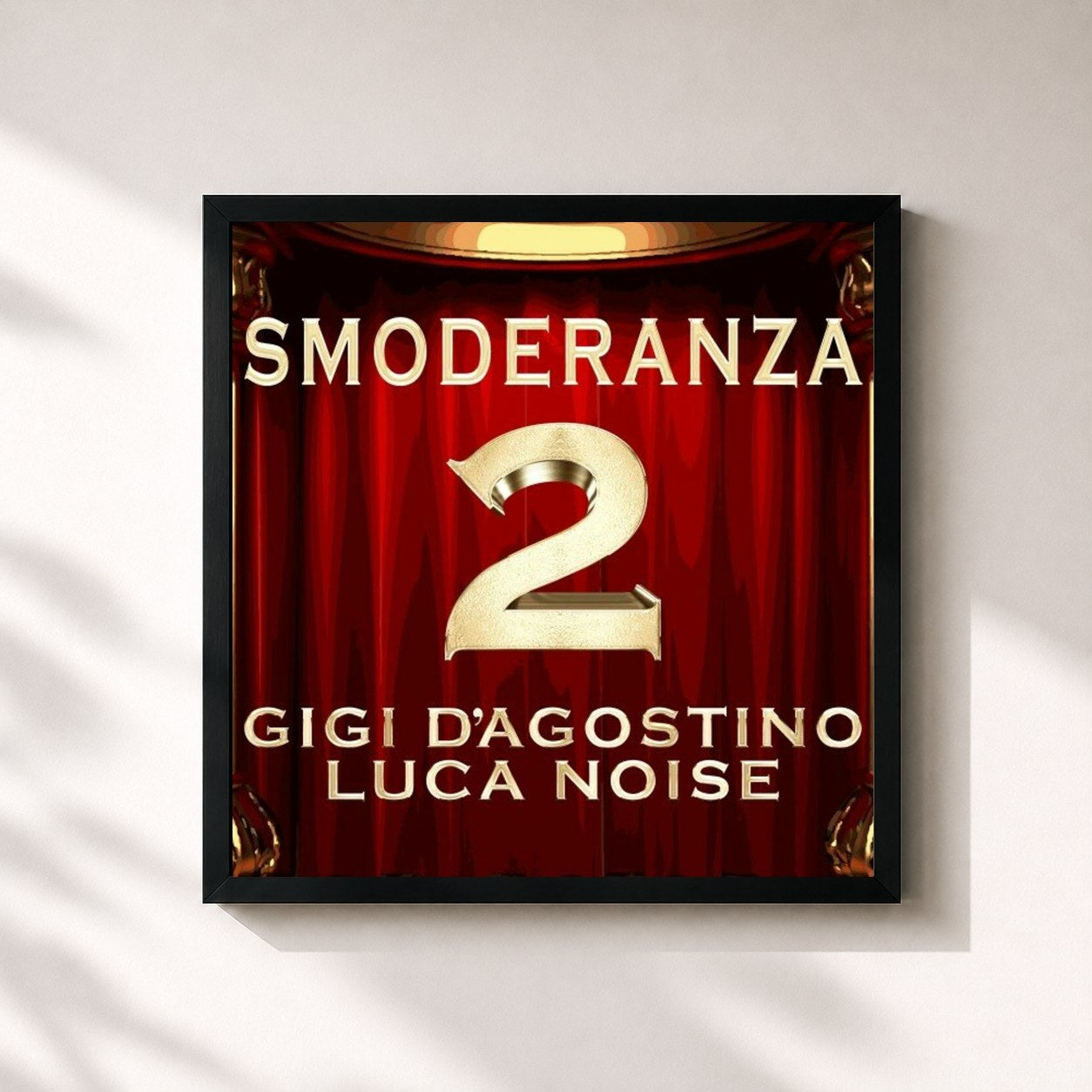 #noir Tableau carré de l'album Smoderanza 2 de Gigi D'Agostino, cadre noir 32x32 cm