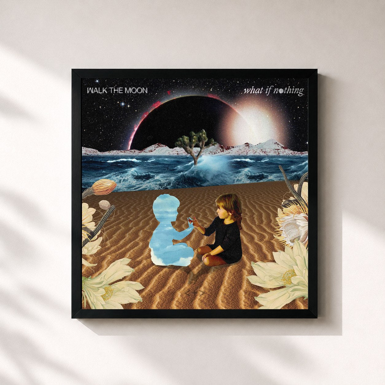 #noir Tableau carré de l'album What If Nothing de Walk The Moon, cadre noir 32x32 cm