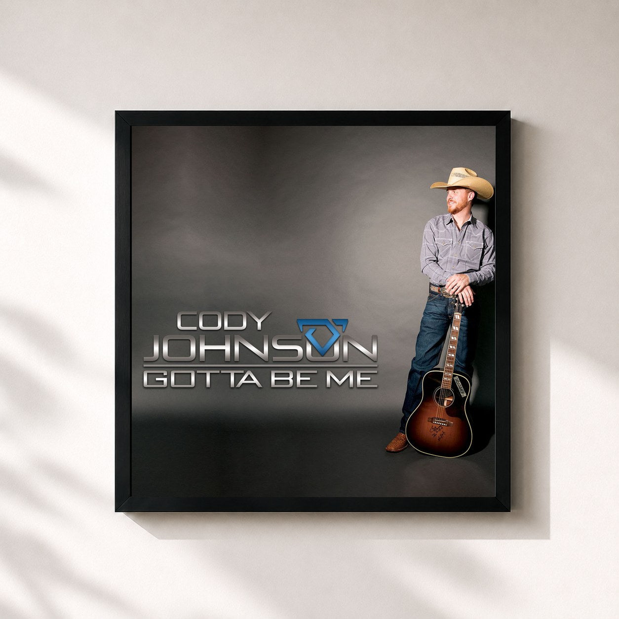 #noir Tableau carré de l'album Gotta Be Me de Cody Johnson, cadre noir 32x32 cm
