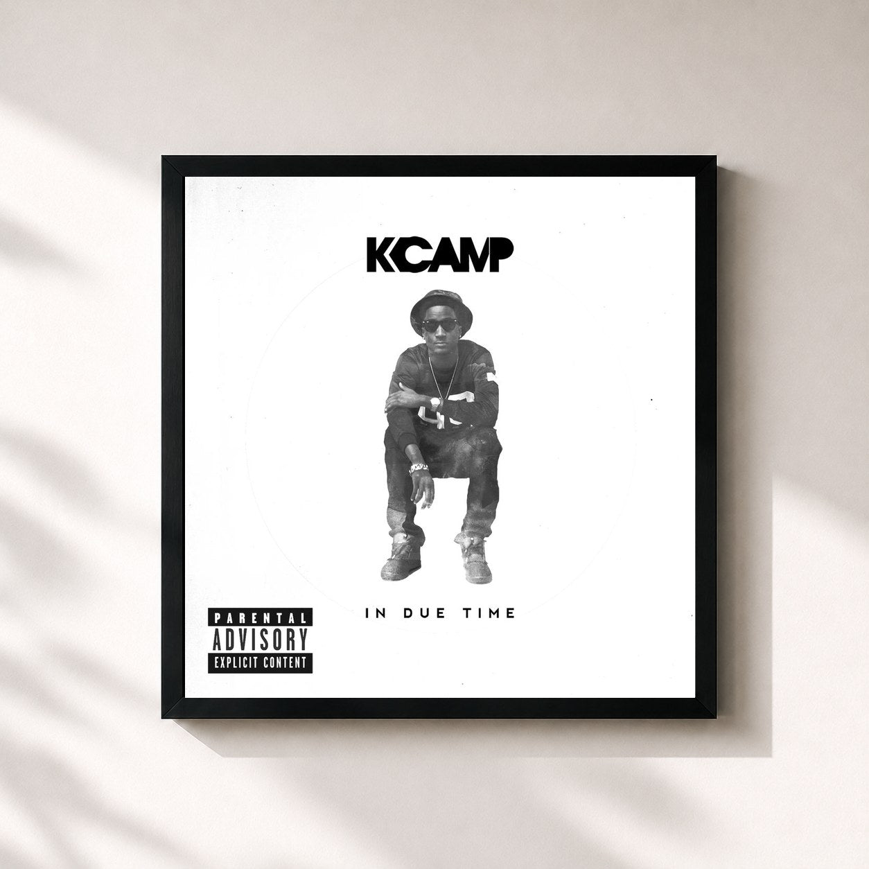 #noir Tableau carré de l'album In Due Time de K Camp, cadre noir 32x32 cm