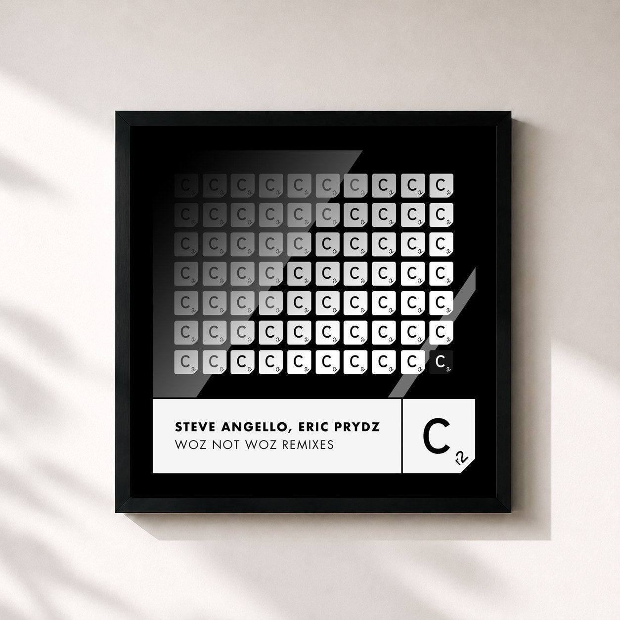 #noir Tableau carré de l'album Woz Not Woz de Steve Angello, cadre noir 32x32 cm