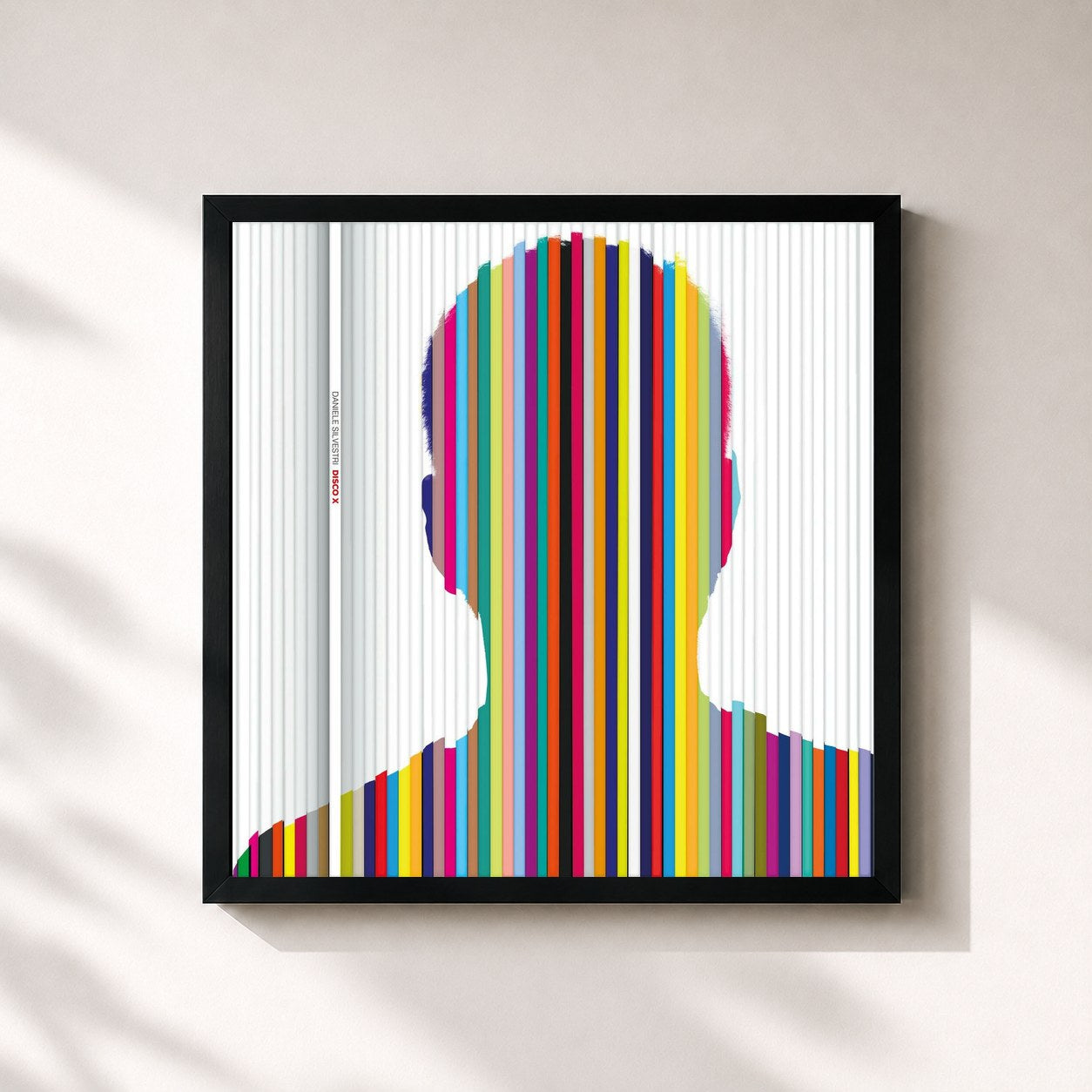 #noir Tableau carré de l'album Disco X de Daniele Silvestri, cadre noir 32x32 cm