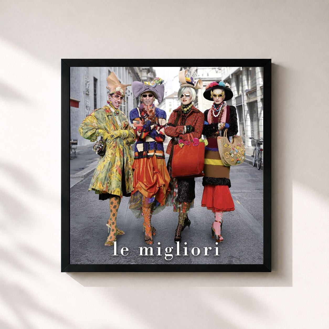 #noir Tableau carré de l'album Le migliori de MINACELENTANO, cadre noir 32x32 cm