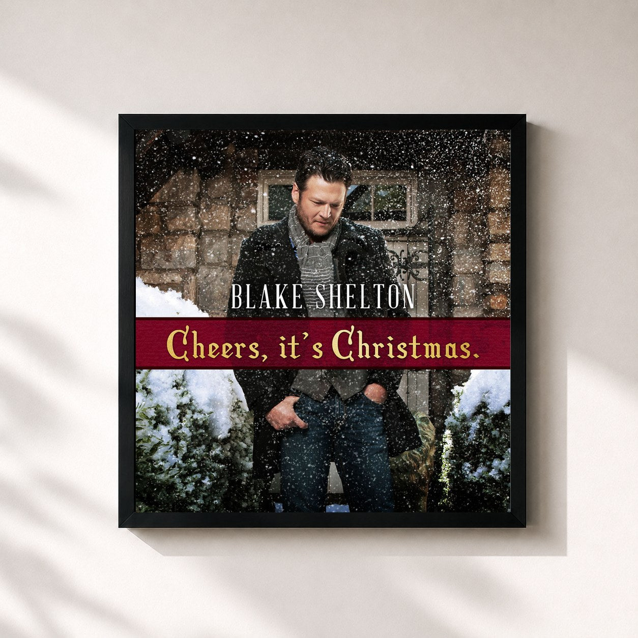 #noir Tableau carré de l'album Cheers, It's Christmas (Deluxe Edition) de Blake Shelton, cadre noir 32x32 cm